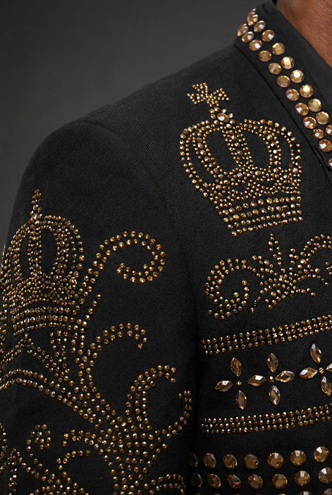 Diadem Pharaoh - Black & Gold Crown Crystal Dinner Jacket
