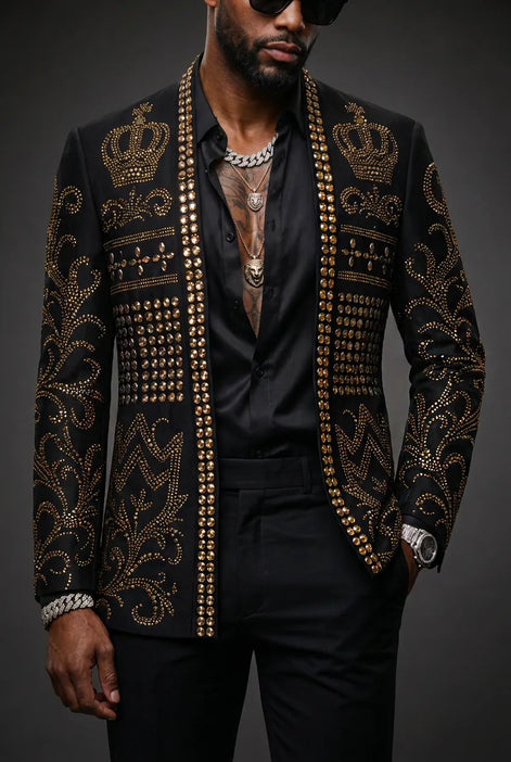 Diadem Pharaoh - Black & Gold Crown Crystal Dinner Jacket