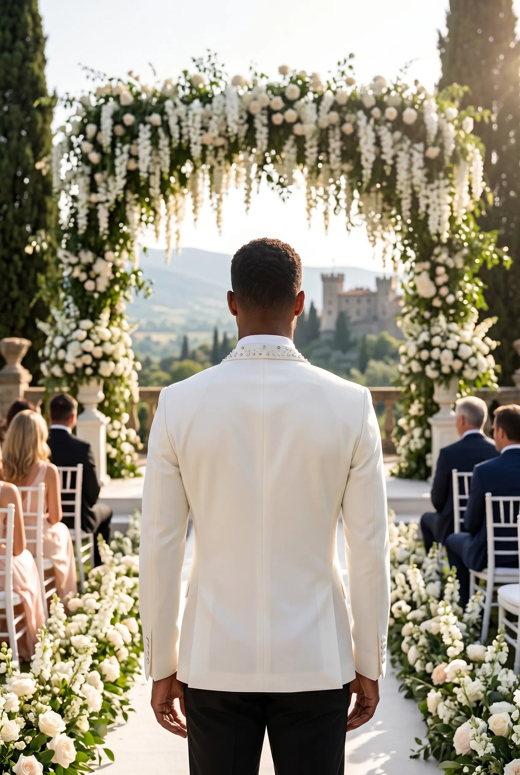 Alabaster Cascade - White Crystal Fringe Tuxedo