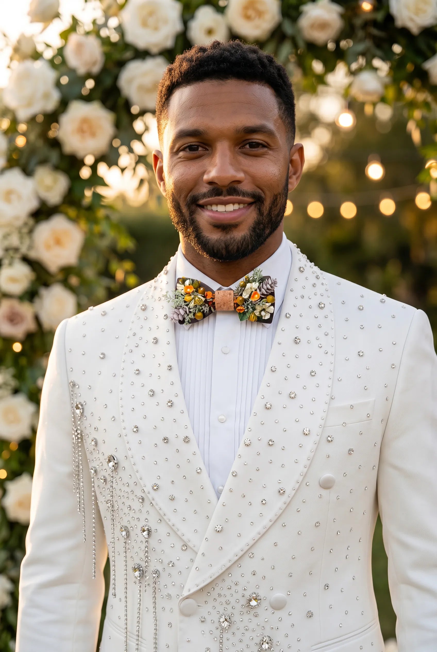 Alabaster Cascade - White Crystal Fringe Tuxedo