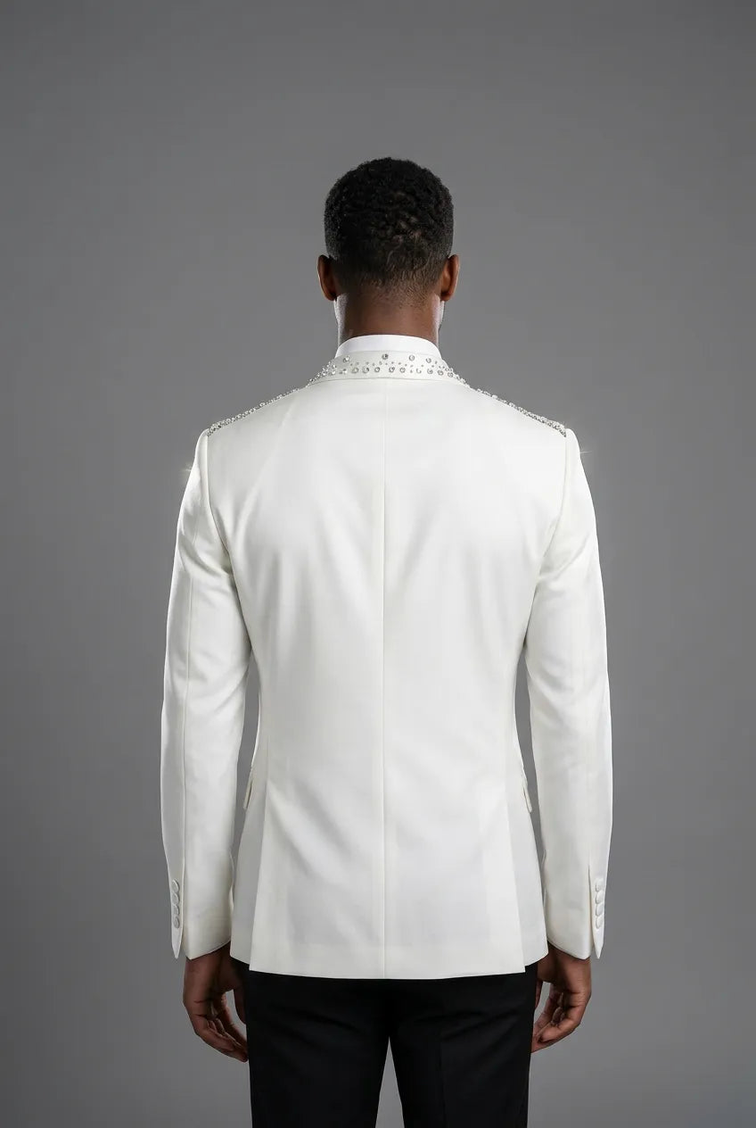 Alabaster Cascade - White Crystal Fringe Tuxedo