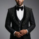 Jet Zenith - Black Jacquard & Heavy Crystal 3-Piece Tuxedo