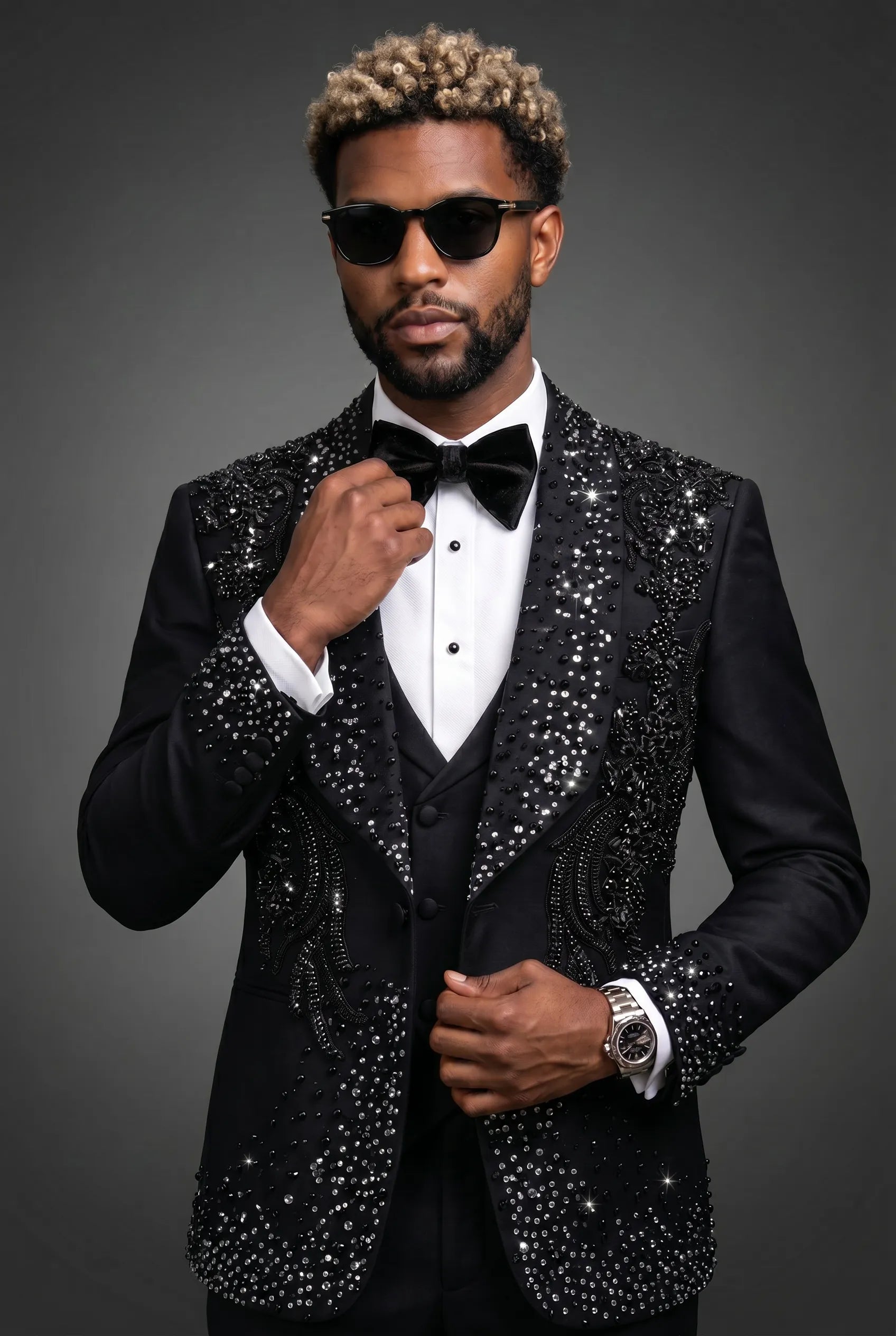 Stygian Prophecy - Black Beaded Vine 3-Piece Tuxedo