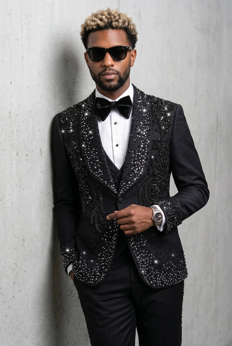 Stygian Prophecy - Black Beaded Vine 3-Piece Tuxedo
