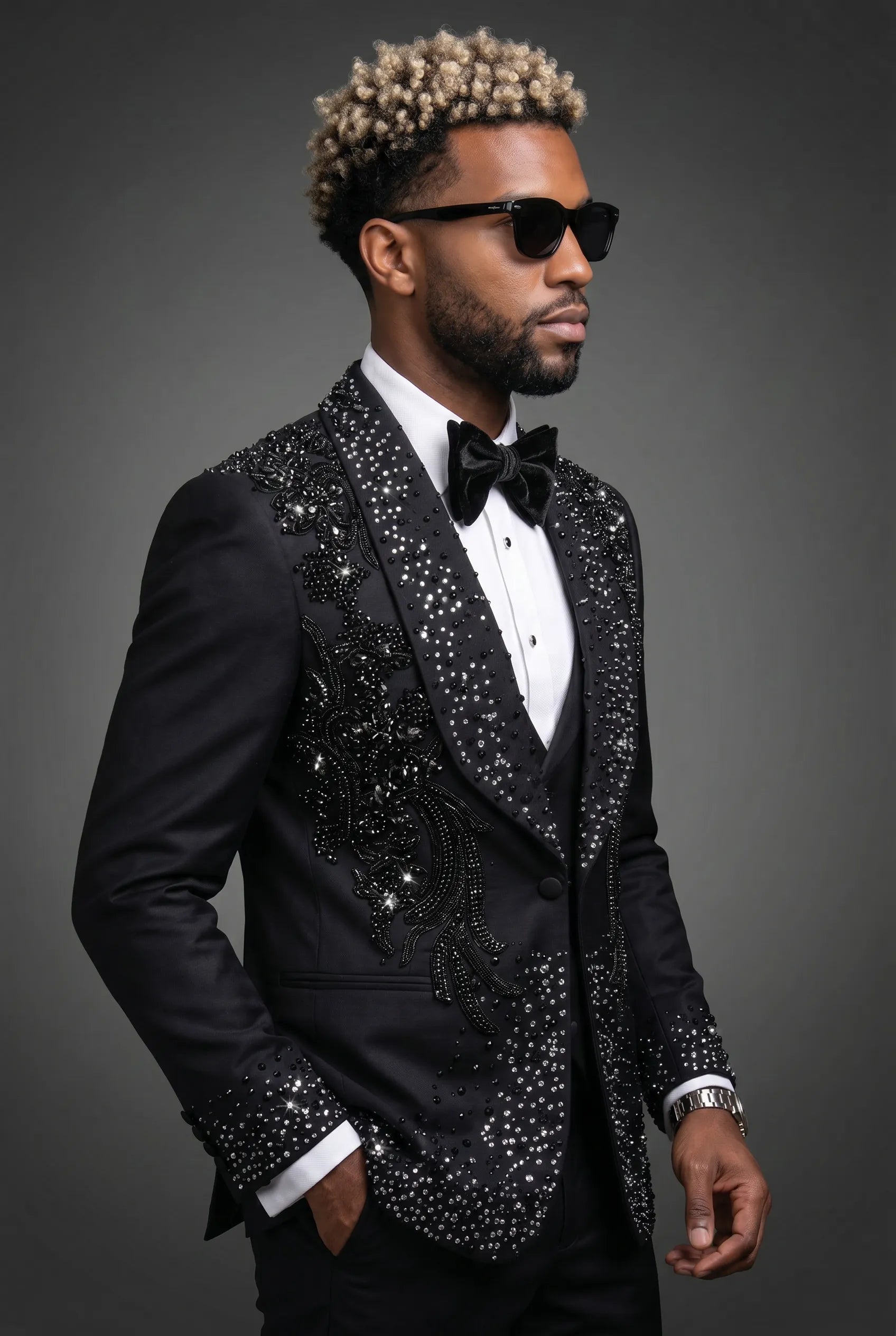 Stygian Prophecy - Black Beaded Vine 3-Piece Tuxedo