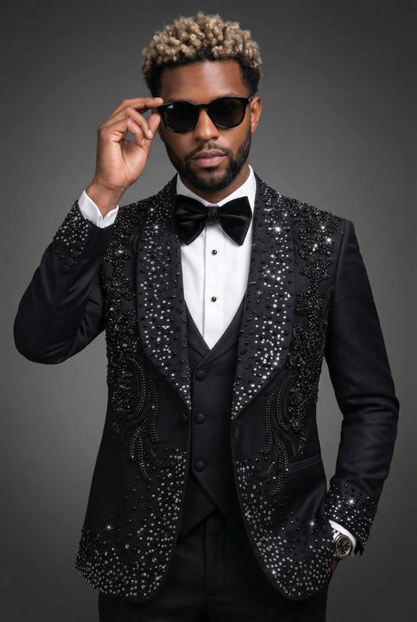 Stygian Prophecy - Black Beaded Vine 3-Piece Tuxedo