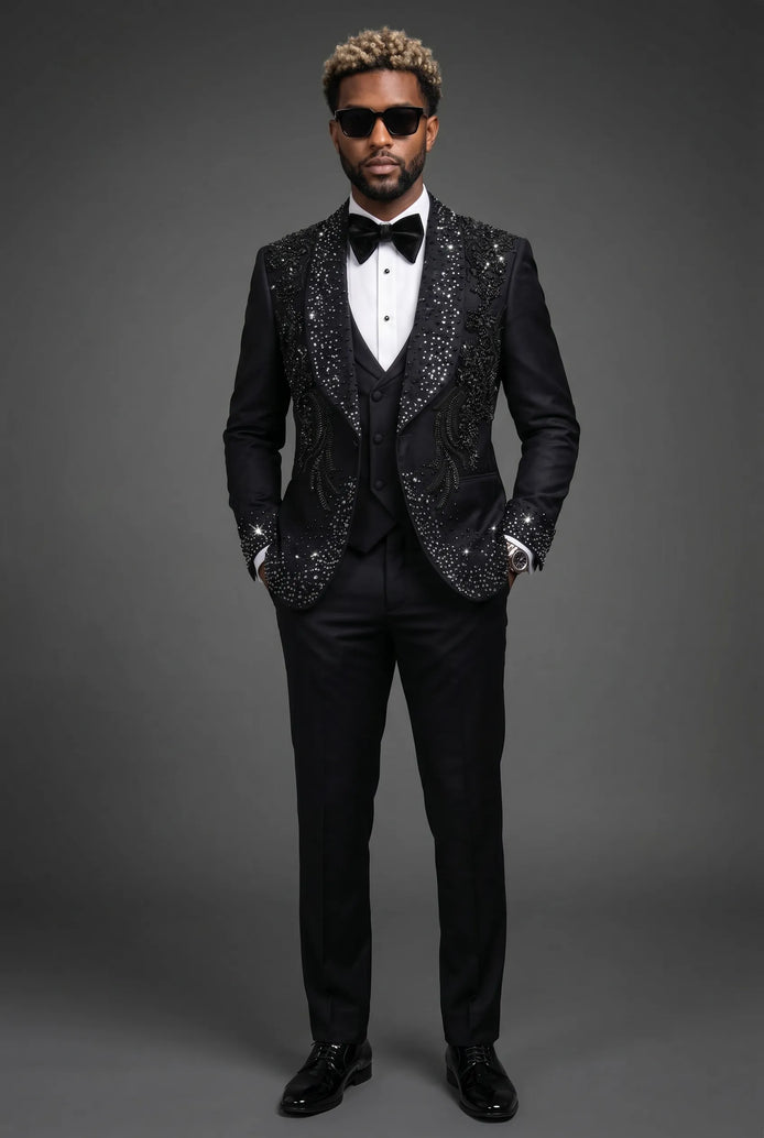 Stygian Prophecy - Black Beaded Vine 3-Piece Tuxedo