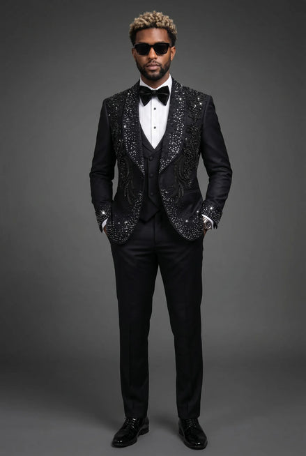 Stygian Prophecy - Black Beaded Vine 3-Piece Tuxedo