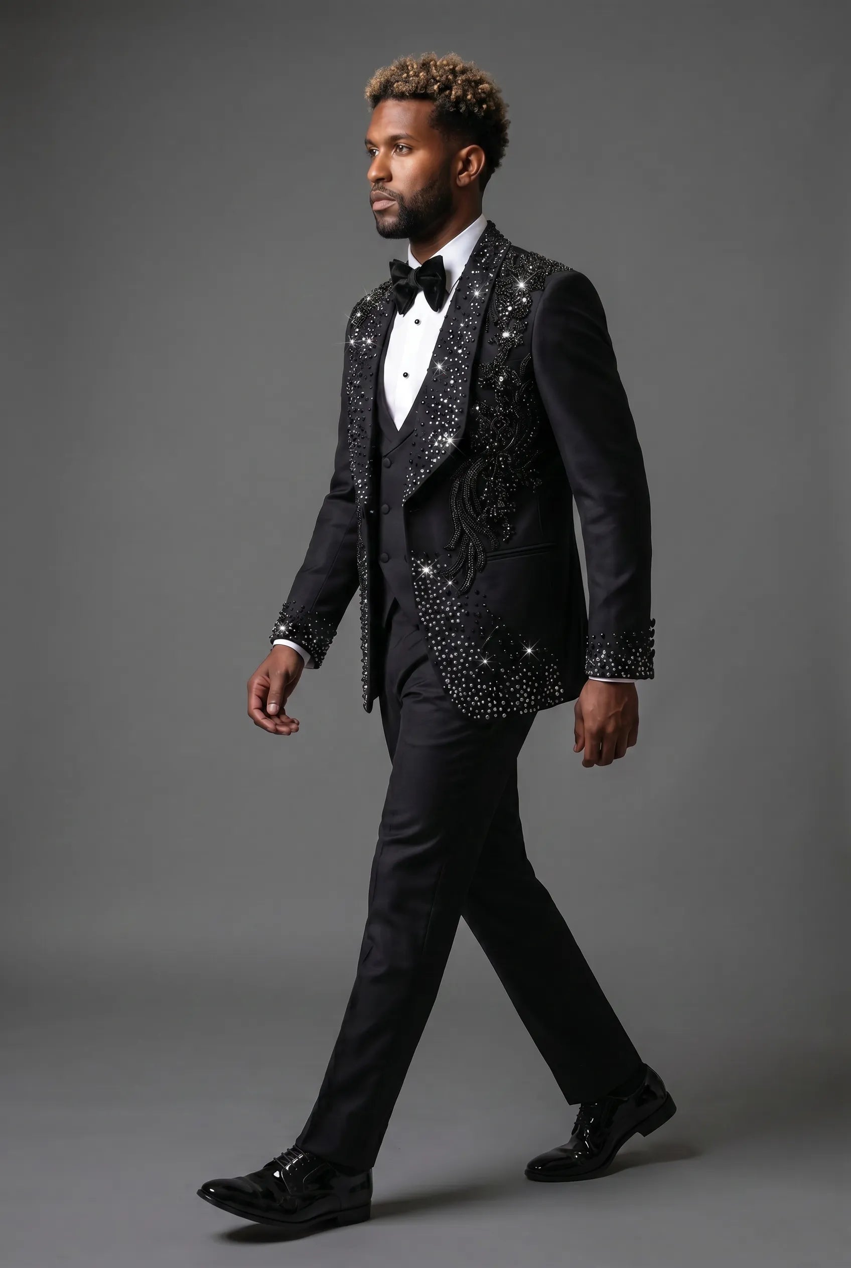 Stygian Prophecy - Black Beaded Vine 3-Piece Tuxedo