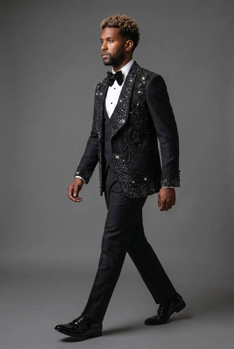 Stygian Prophecy - Black Beaded Vine 3-Piece Tuxedo