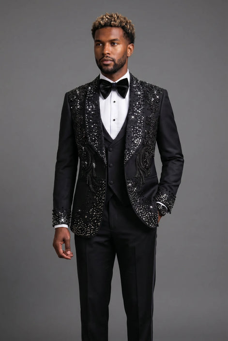 Stygian Prophecy - Black Beaded Vine 3-Piece Tuxedo