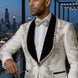 Diamond Empyrean - White Jacquard & Heavy Crystal 3-Piece Tuxedo