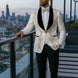 Diamond Empyrean - White Jacquard & Heavy Crystal 3-Piece Tuxedo