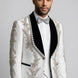 Diamond Empyrean - White Jacquard & Heavy Crystal 3-Piece Tuxedo