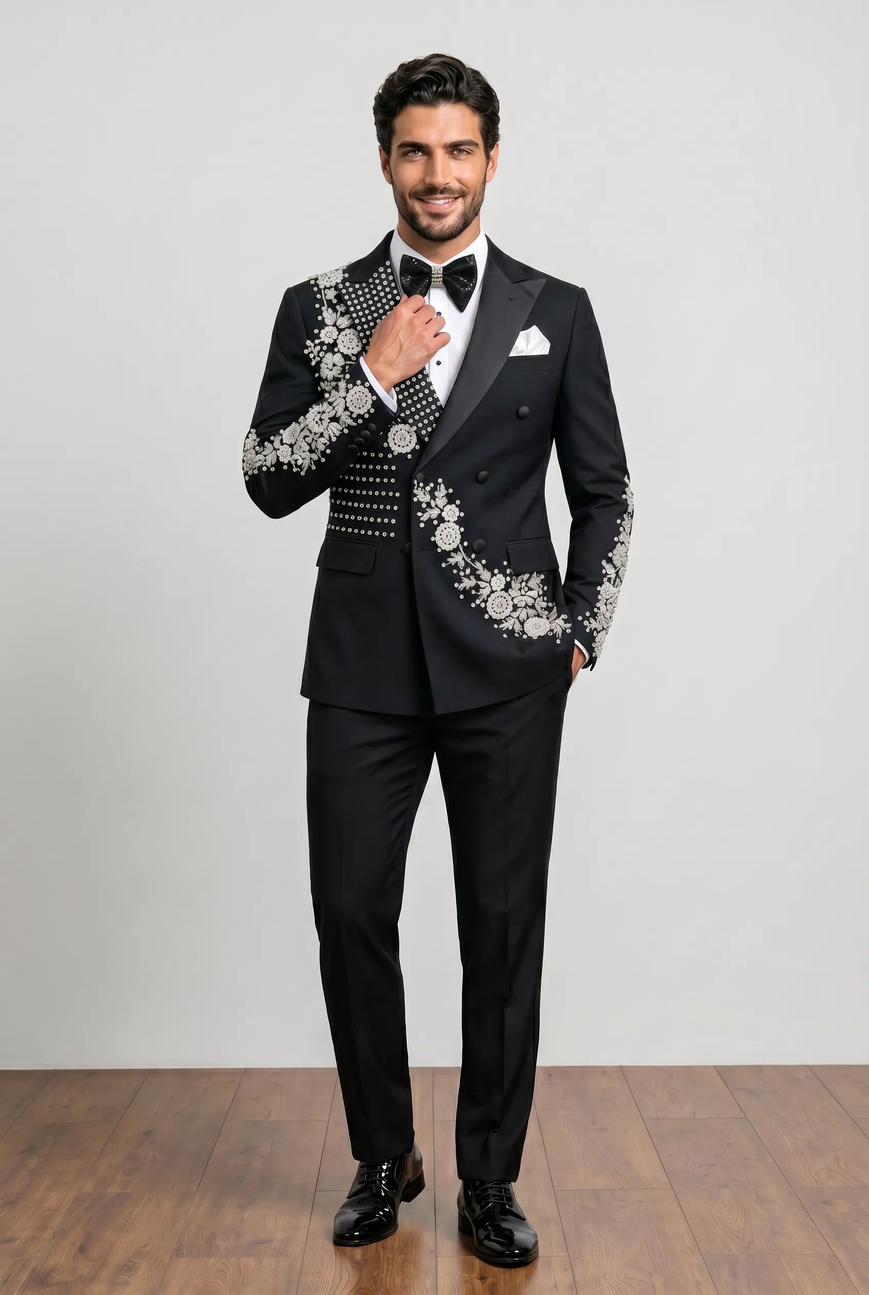 Argentum Sovereign - Silver Crystal Double-Breasted Tuxedo
