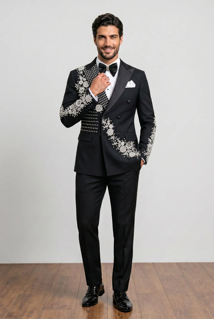 Argentum Sovereign - Silver Crystal Double-Breasted Tuxedo