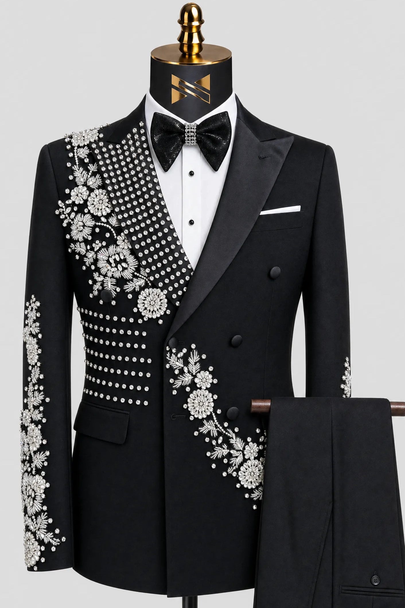 Argentum Sovereign - Silver Crystal Double-Breasted Tuxedo