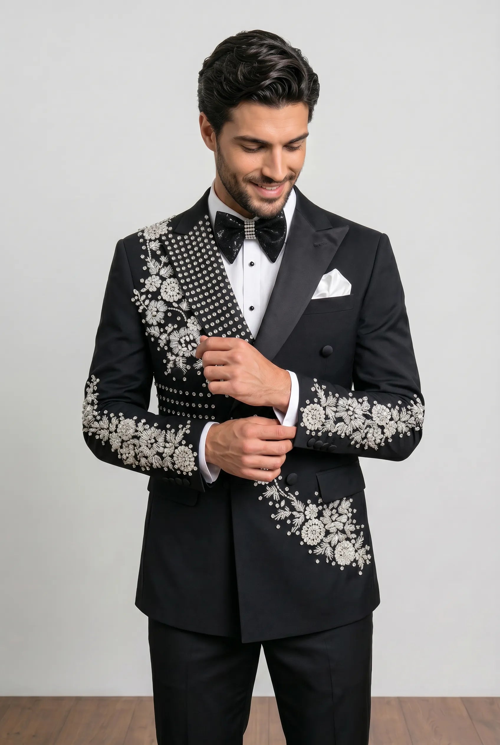 Argentum Sovereign - Silver Crystal Double-Breasted Tuxedo