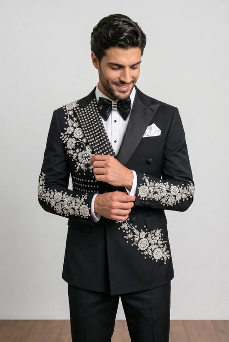 Argentum Sovereign - Silver Crystal Double-Breasted Tuxedo