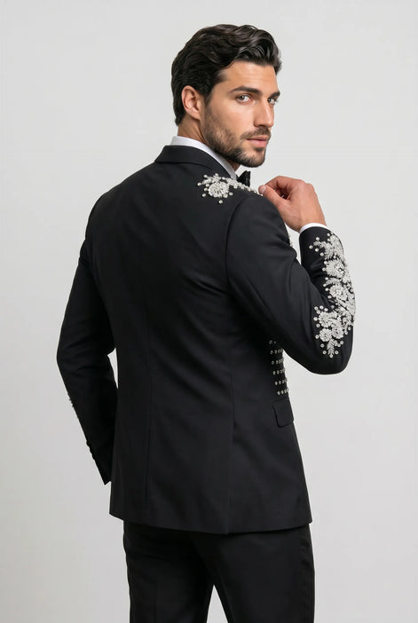 Argentum Sovereign - Silver Crystal Double-Breasted Tuxedo