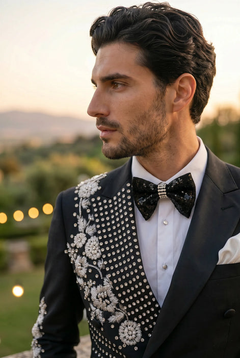 Argentum Sovereign - Silver Crystal Double-Breasted Tuxedo