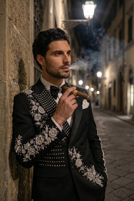 Argentum Sovereign - Silver Crystal Double-Breasted Tuxedo