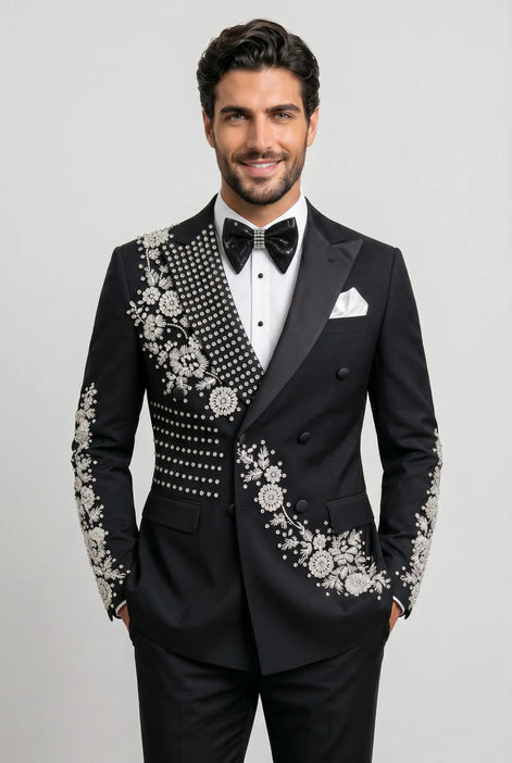Argentum Sovereign - Silver Crystal Double-Breasted Tuxedo