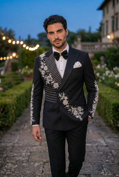 Argentum Sovereign - Silver Crystal Double-Breasted Tuxedo