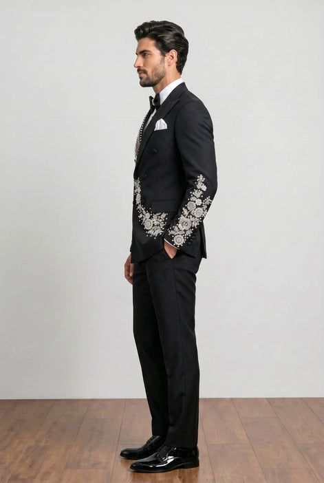Argentum Sovereign - Silver Crystal Double-Breasted Tuxedo