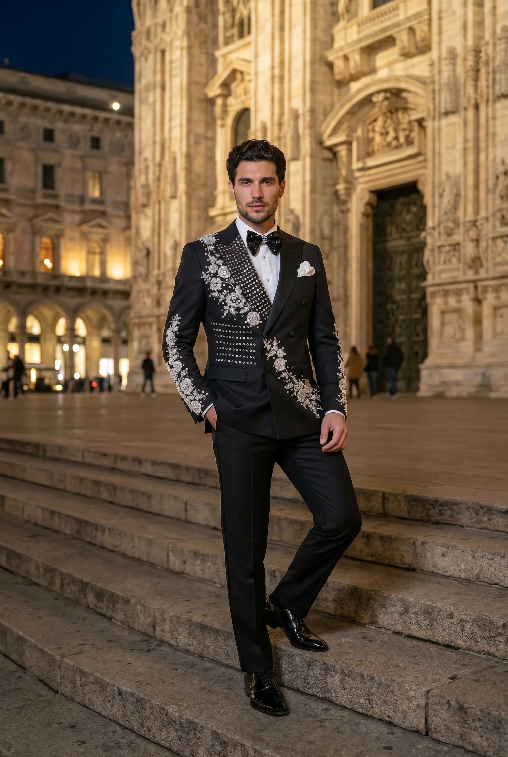Argentum Sovereign - Silver Crystal Double-Breasted Tuxedo