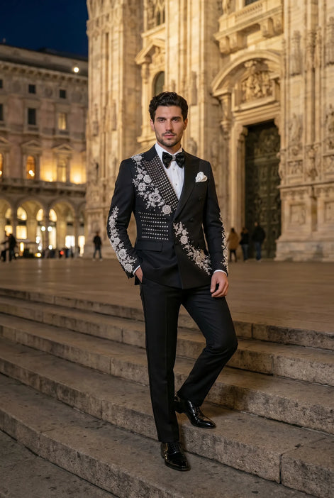 Argentum Sovereign - Silver Crystal Double-Breasted Tuxedo
