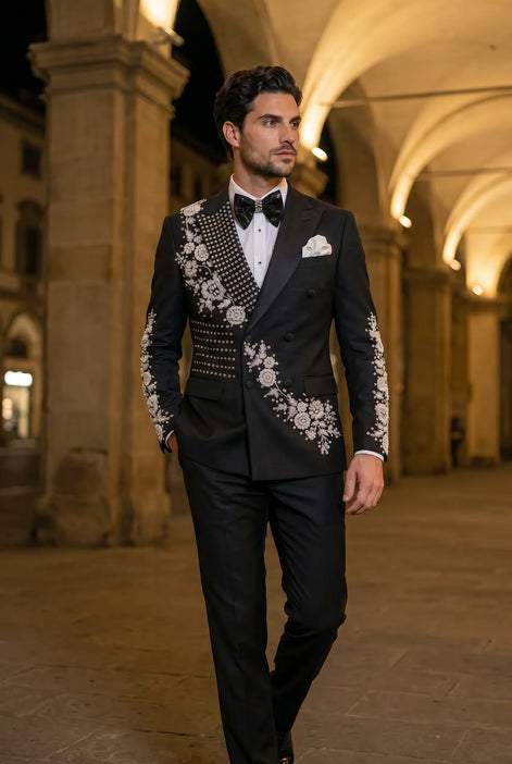 Argentum Sovereign - Silver Crystal Double-Breasted Tuxedo