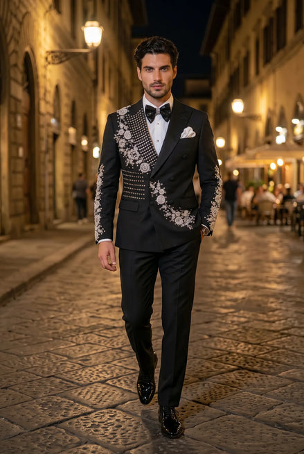 Argentum Sovereign - Silver Crystal Double-Breasted Tuxedo