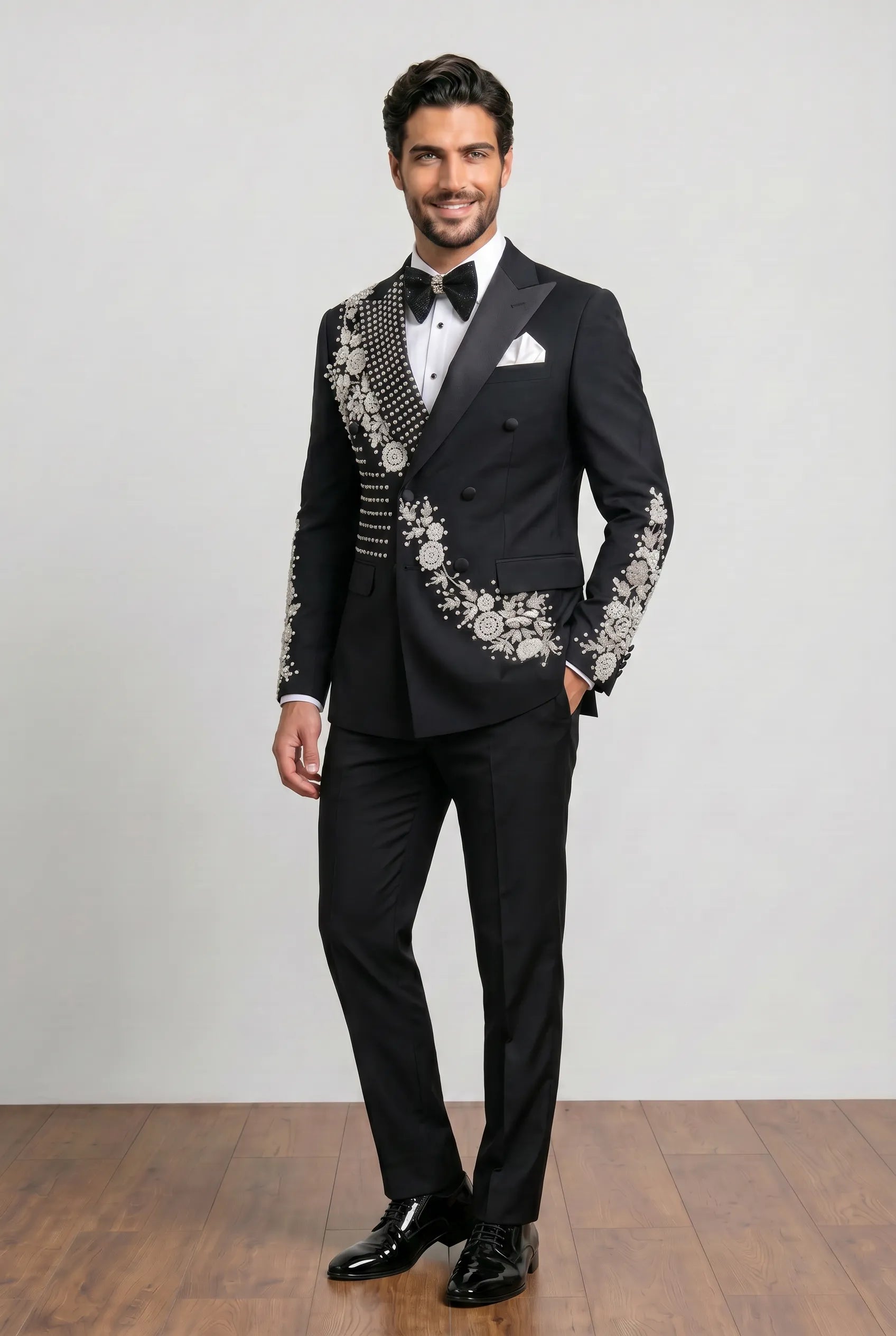 Argentum Sovereign - Silver Crystal Double-Breasted Tuxedo