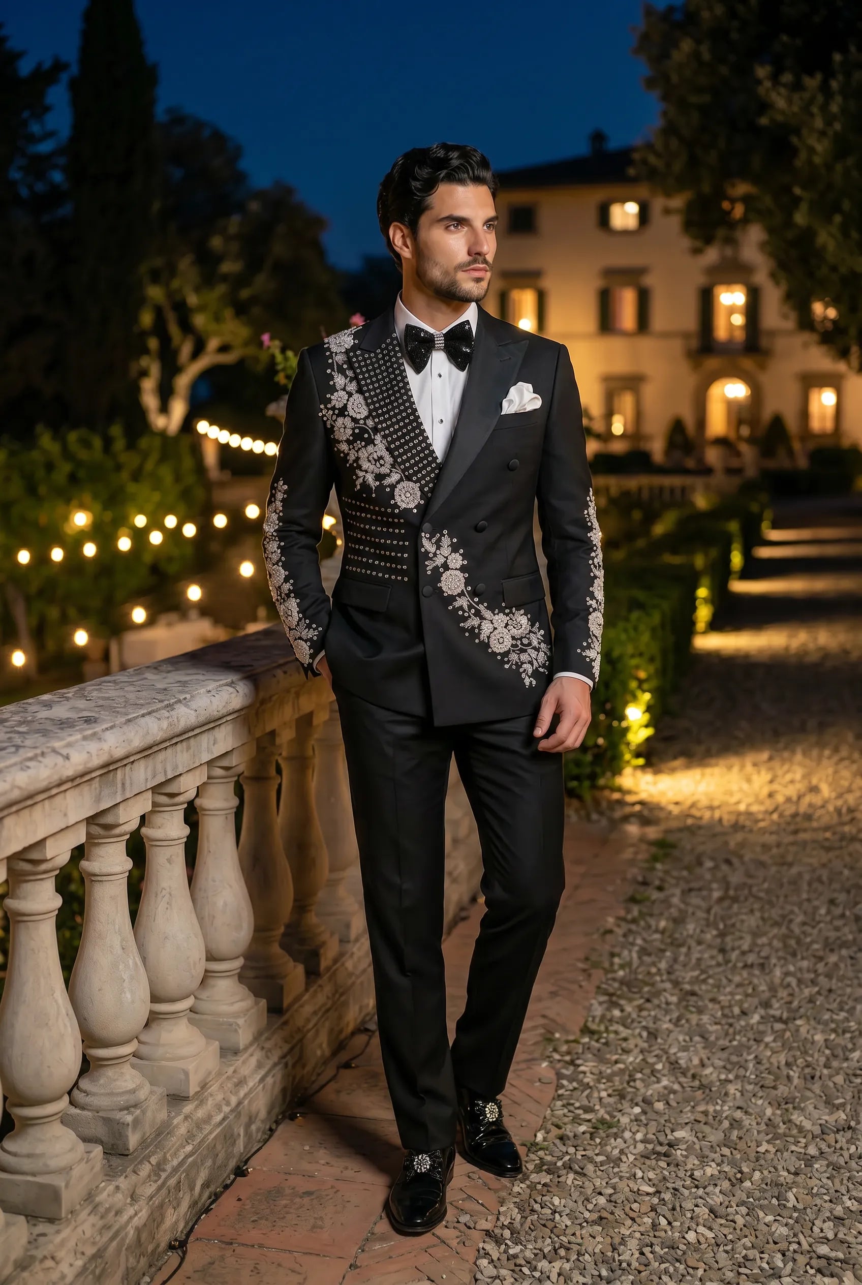 Argentum Sovereign - Silver Crystal Double-Breasted Tuxedo
