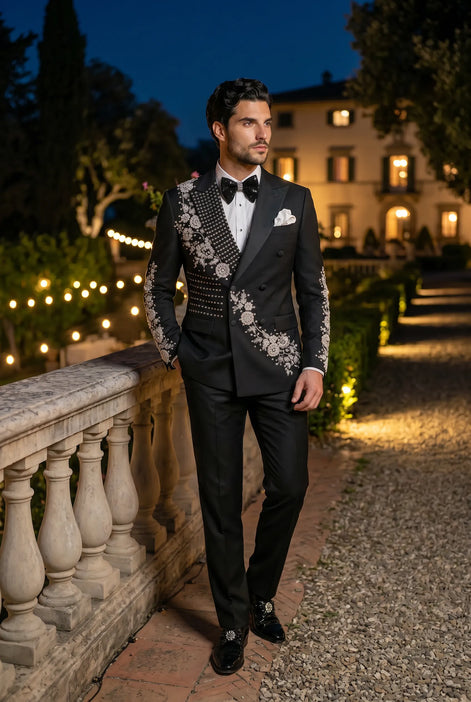 Argentum Sovereign - Silver Crystal Double-Breasted Tuxedo