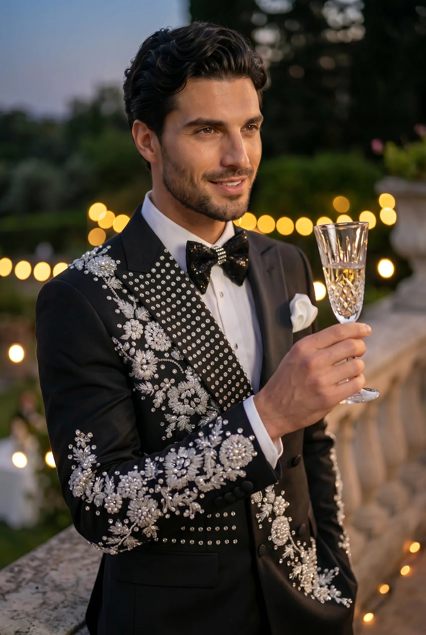 Argentum Sovereign - Silver Crystal Double-Breasted Tuxedo