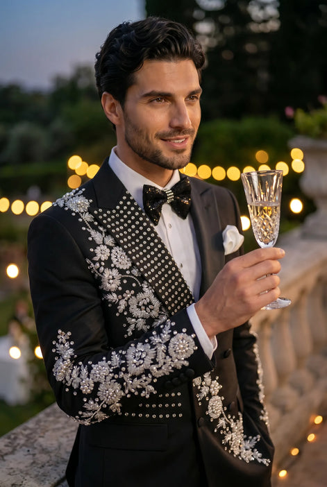 Argentum Sovereign - Silver Crystal Double-Breasted Tuxedo