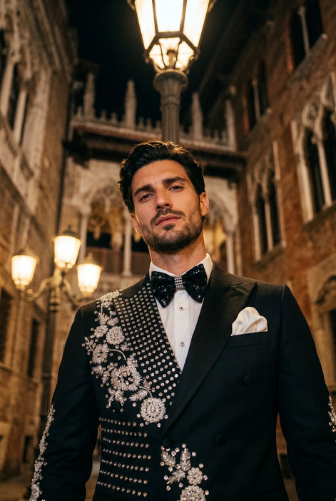 Argentum Sovereign - Silver Crystal Double-Breasted Tuxedo