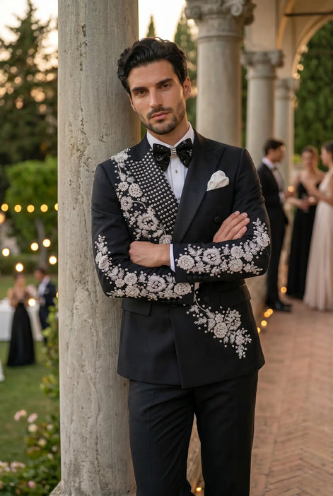 Argentum Sovereign - Silver Crystal Double-Breasted Tuxedo