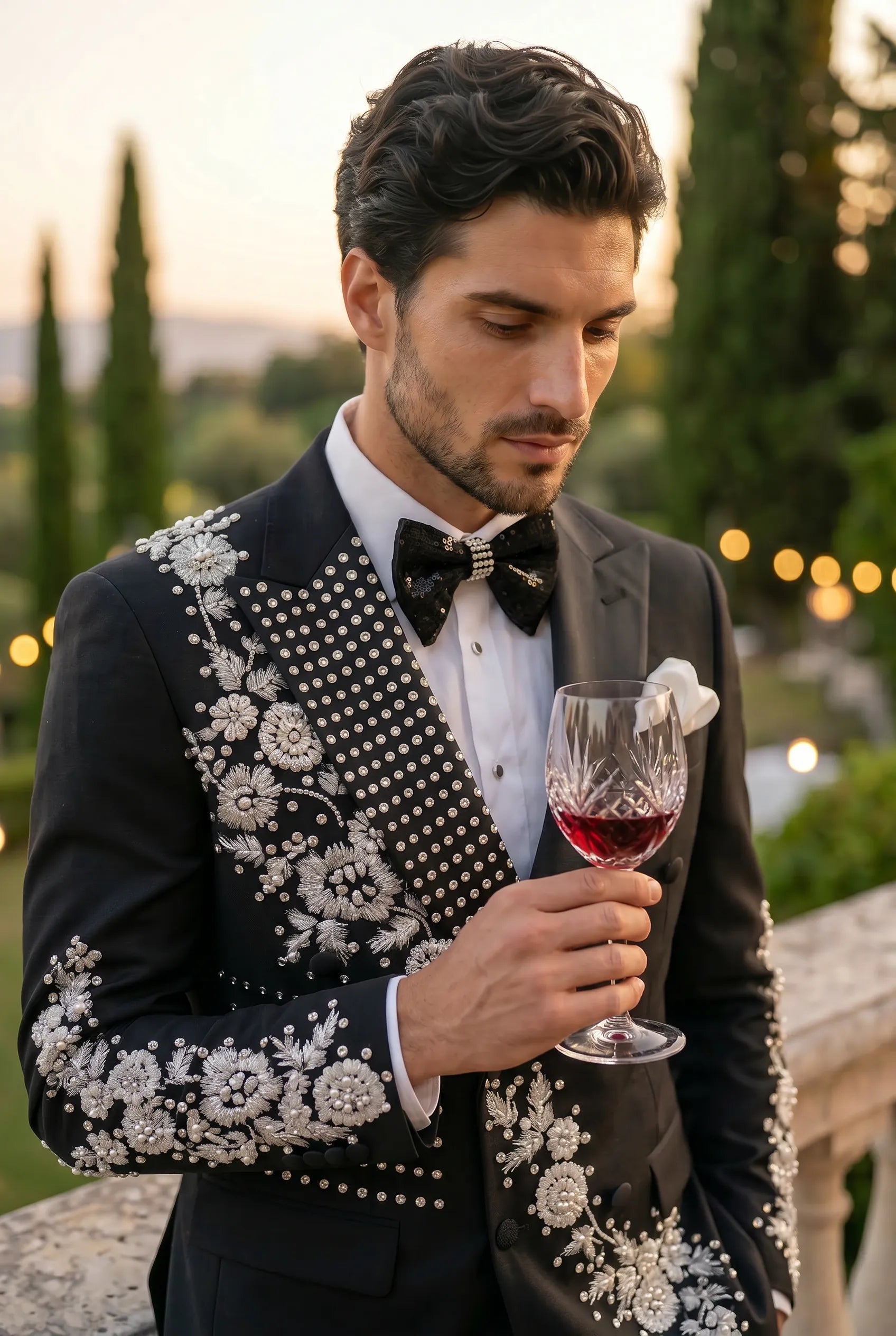 Argentum Sovereign - Silver Crystal Double-Breasted Tuxedo
