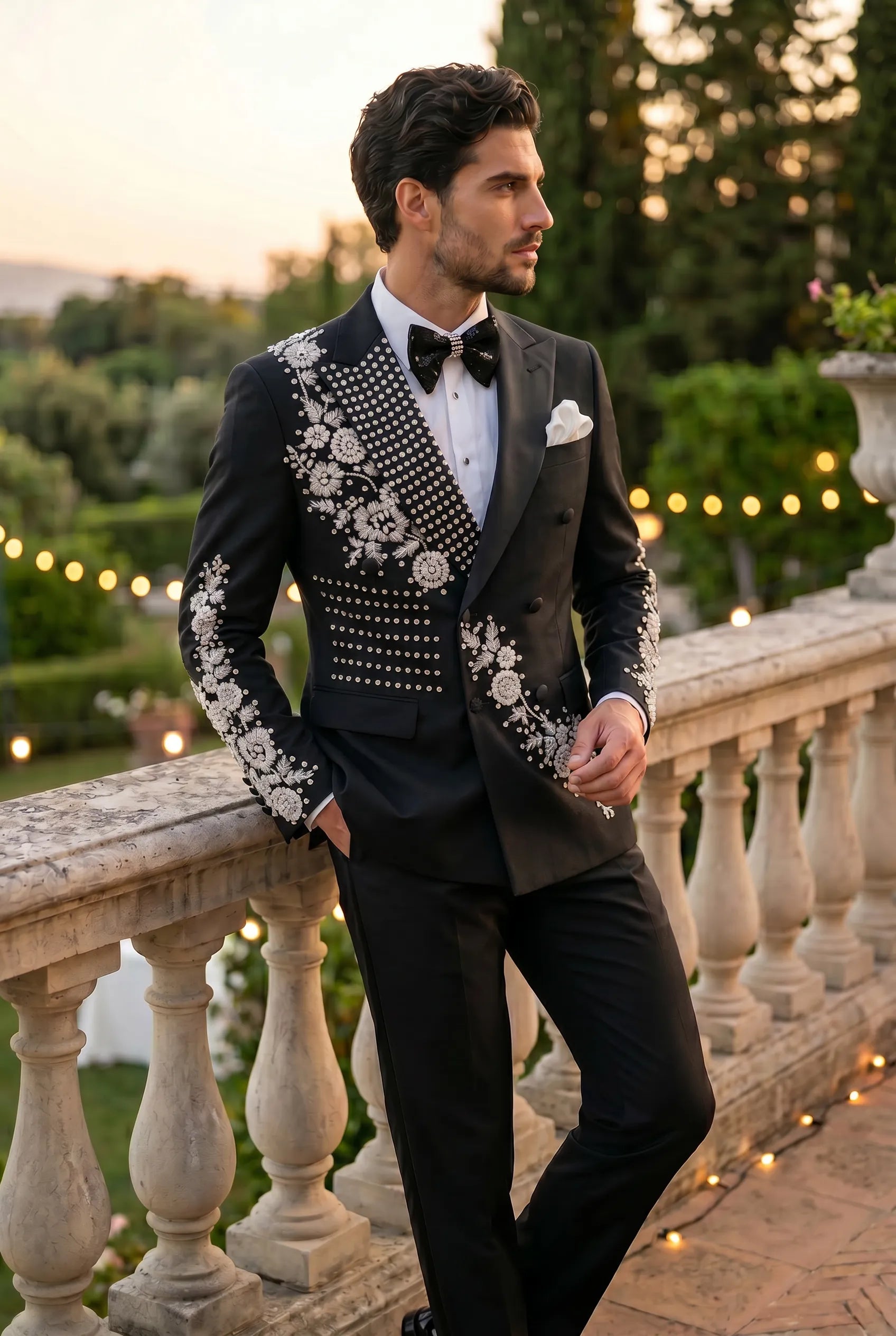 Argentum Sovereign - Silver Crystal Double-Breasted Tuxedo