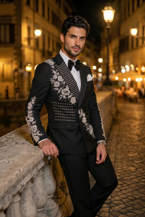 Argentum Sovereign - Silver Crystal Double-Breasted Tuxedo