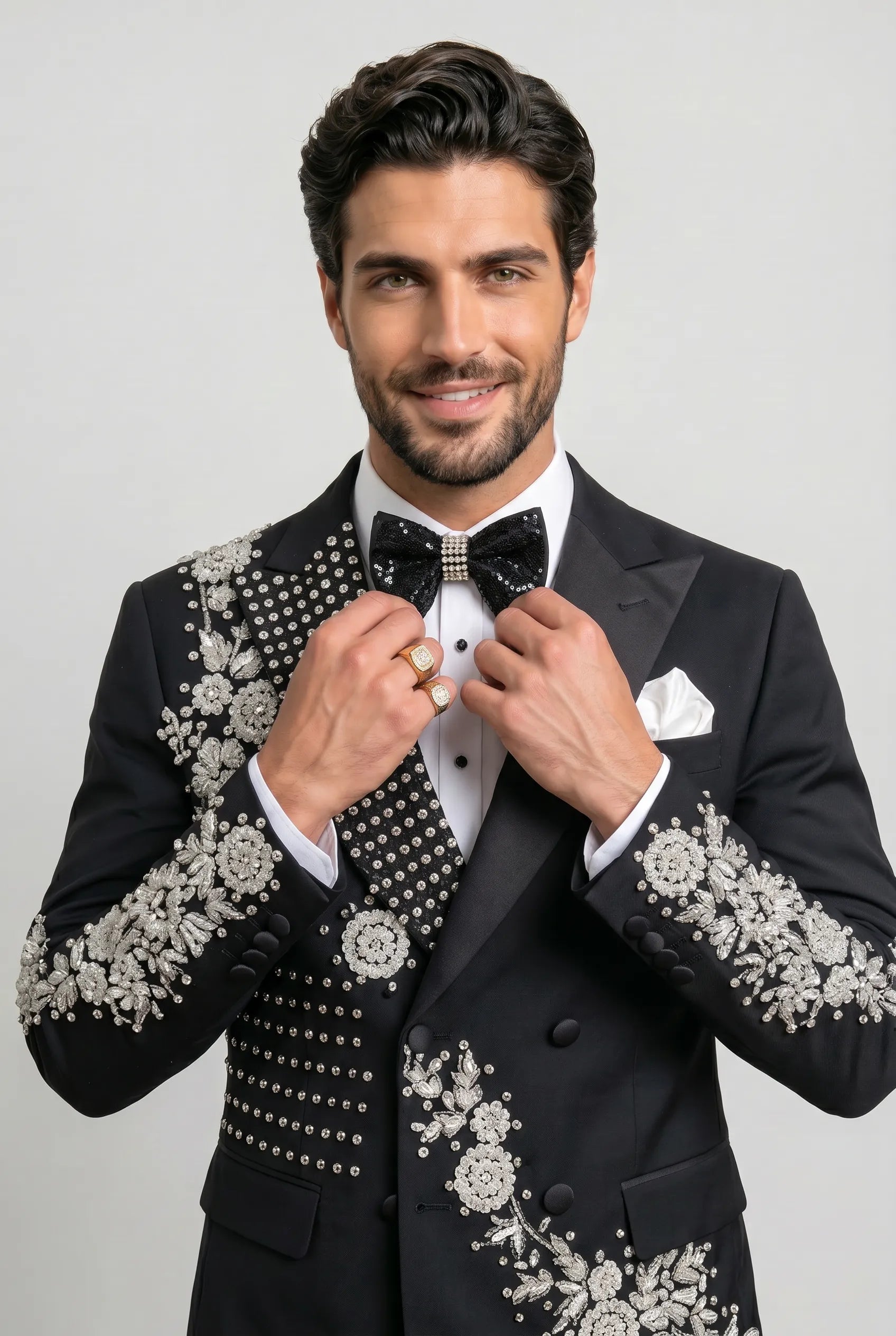 Argentum Sovereign - Silver Crystal Double-Breasted Tuxedo