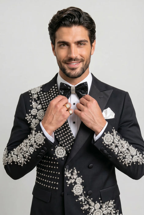 Argentum Sovereign - Silver Crystal Double-Breasted Tuxedo