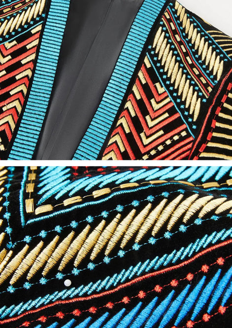 The Mayan Sun - Multi-Color Tribal Embroidered Velvet Jacket
