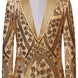 Champagne gold floral sequin embroidery tuxedo jacket front view
