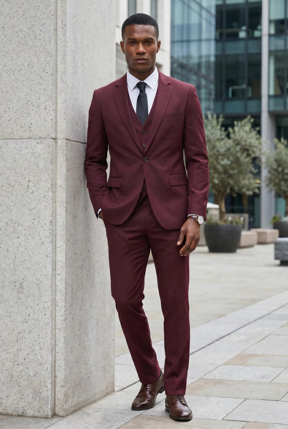Bordeaux Citadel - Burgundy Essential 3-Piece Suit