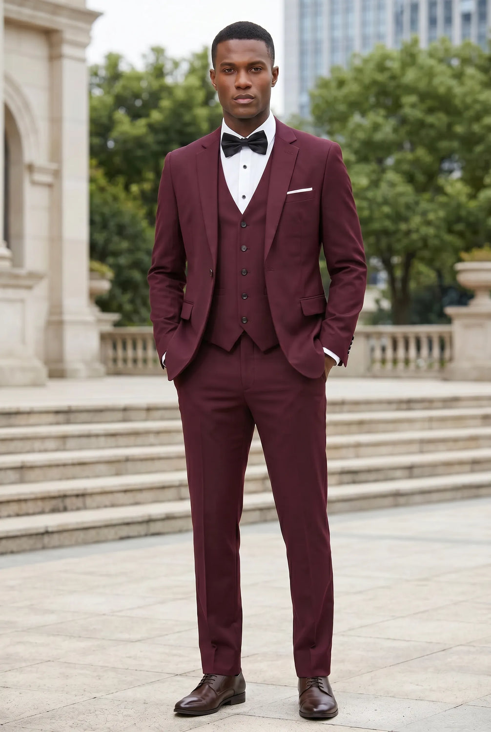 Bordeaux Citadel - Burgundy Essential 3-Piece Suit