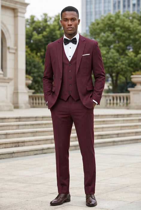 Bordeaux Citadel - Burgundy Essential 3-Piece Suit